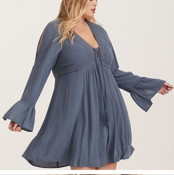 Torrid Blue Gauze Dress - Picture 1 of 4